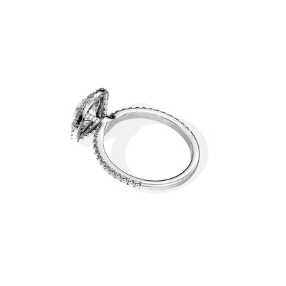 1.0 CT Round Cut Moissanite Double Halo & Pave Engagement Ring