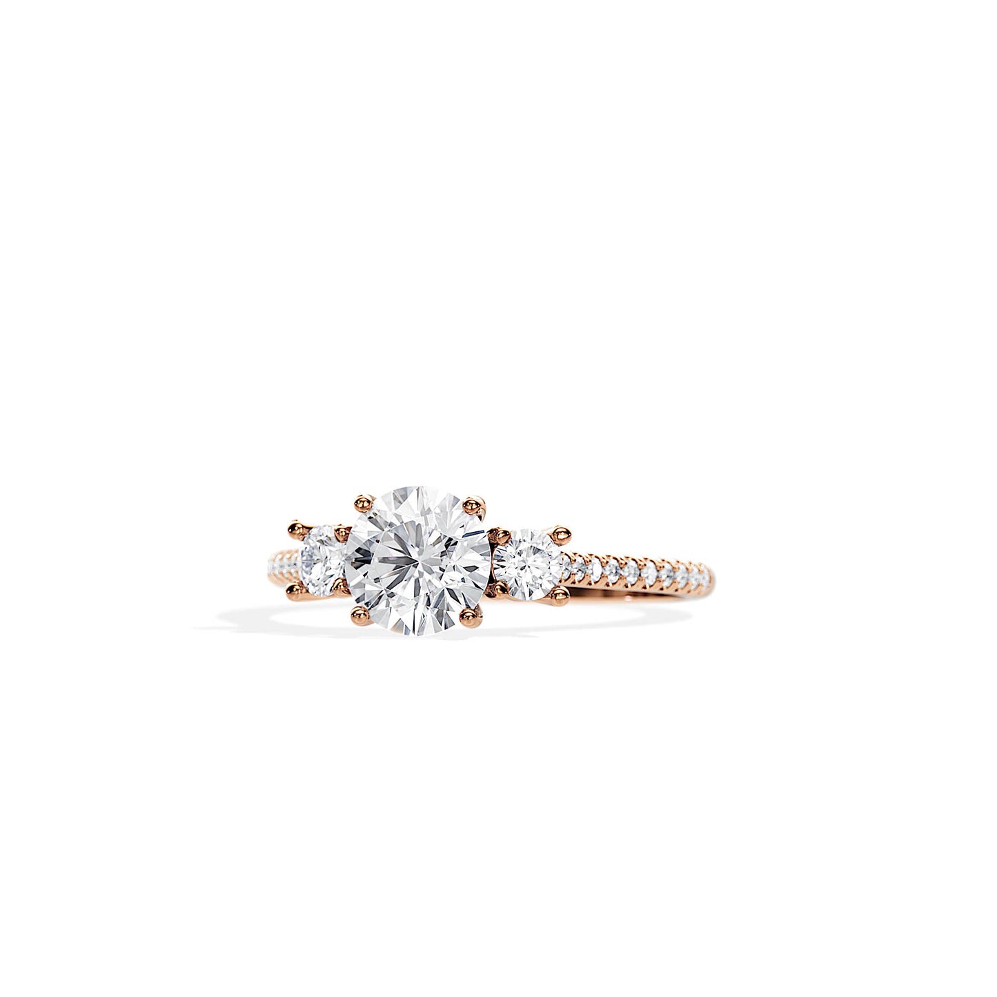 1.0 CT Round Cut Moissanite Three Stone Setting Engagement Ring