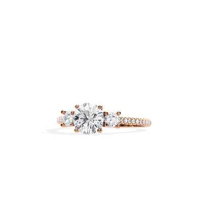 1.0 CT Round Cut Moissanite Three Stone Setting Engagement Ring