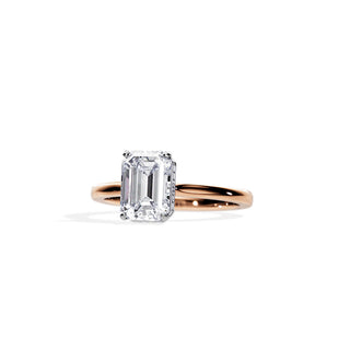 2.50 CT Emerald Cut Hidden Halo Moissanite Engagement Ring