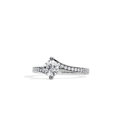 1.0 CT Round Cut Moissanite Prong Setting Engagement Ring