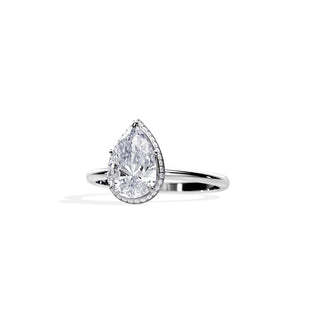 2.10 CT Pear Moissanite Halo Engagement Ring