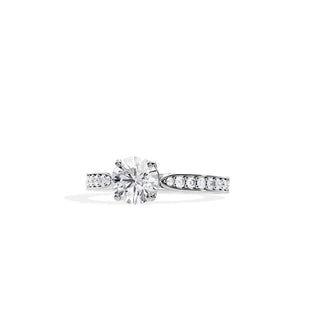 1.0 CT Round Cut Moissanite Pave Setting Engagement Ring