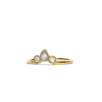 0.40 TCW  Round & Pear  Three Stone Moissanite Wedding Band