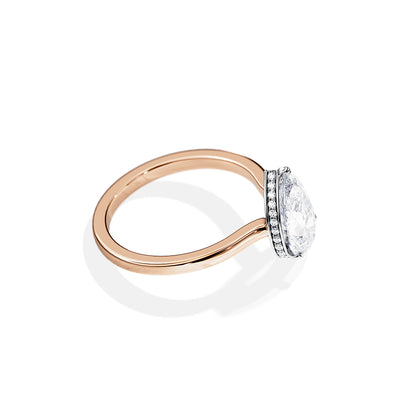 2.10 CT Pear Moissanite Hidden Halo Engagement Ring