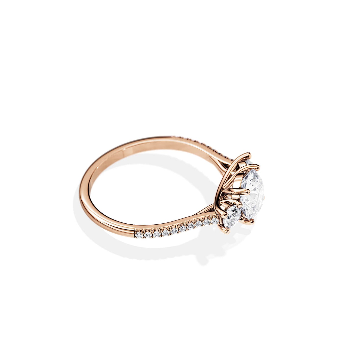 1.0 CT Round Cut Moissanite Three Stone Setting Engagement Ring