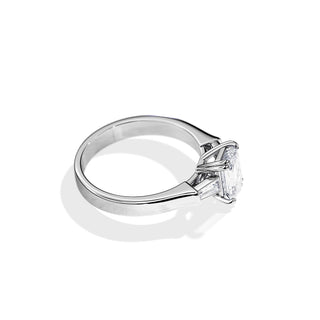 2.0 CT Three Stone Emerald Cut Moissanite Engagement Ring