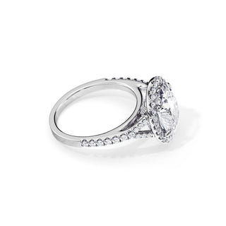 2.10 CT Oval Cut Moissanite Halo & Pave Engagement Ring