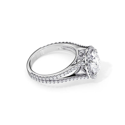 3.0 CT Oval Cut Moissanite Halo Split Shank Pave Engagement Ring