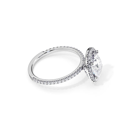 3.0 CT Oval Moissanite Halo & Pave Setting Engagement Ring
