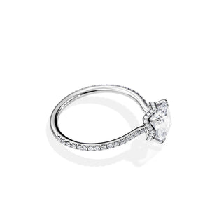 2.0 CT Cushion Cut Moissanite Twisted Hidden Halo & Pave Engagement Ring