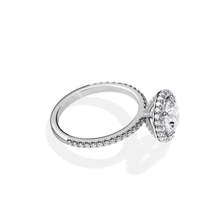 1.50 CT Round Cut Moissanite Double Halo & Pave Engagement Ring