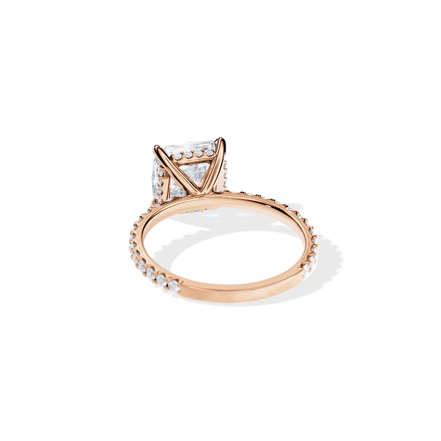 2.40 CT Cushion Cut Moissanite Hidden Halo & Pave Engagement Ring