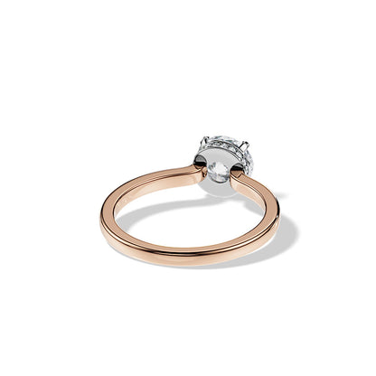 1.0 CT Round Cut Moissanite Hidden Halo Engagement Ring