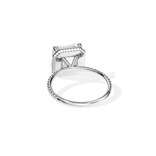 3.20 CT Asscher Cut Moissanite Hidden Halo & Pave Engagement Ring