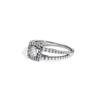 0.50 CT Round Cut Moissanite Halo Split Shank Engagement Ring