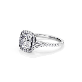 3.0 CT Cushion Moissanite Halo & Pave Engagement Ring