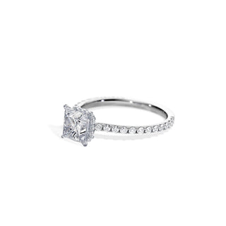 1.20 CT Princess Cut Moissanite Hidden Halo & Pave Engagement Ring