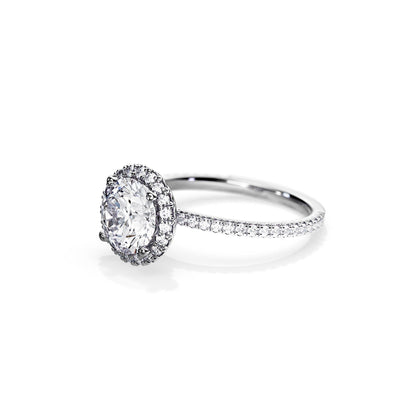 2.0 CT Round Cut Moissanite Halo Style & Pave Setting Engagement Ring
