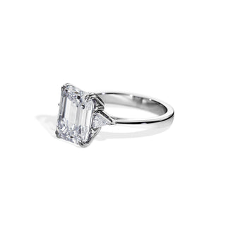 3.50 CT Emerald Cut Three Stone Moissanite Engagement Ring