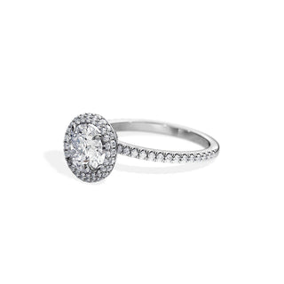 1.50 CT Round Cut Moissanite Double Halo & Pave Engagement Ring