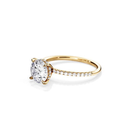2.0 CT Round Moissanite Hidden Halo & Pave Engagement Ring