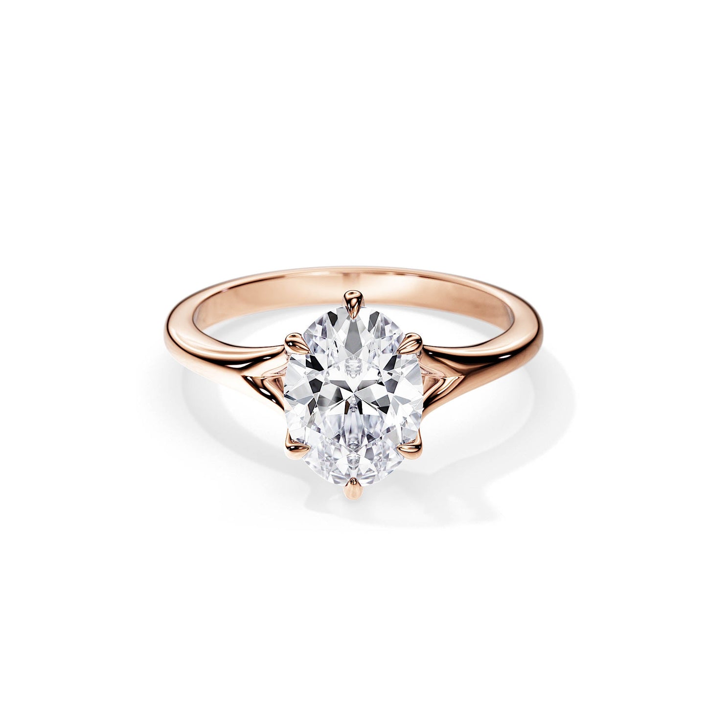 3.0 CT Oval Moissanite Split Shank Engagement Ring