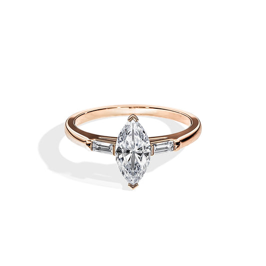 1.0 CT Three Stone Marquise Cut Moissanite Engagement Ring
