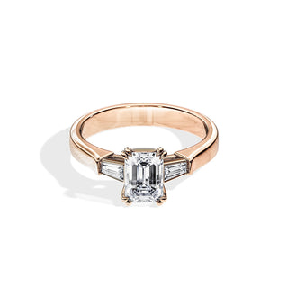 2.0 CT Three Stone Emerald Cut Moissanite Engagement Ring