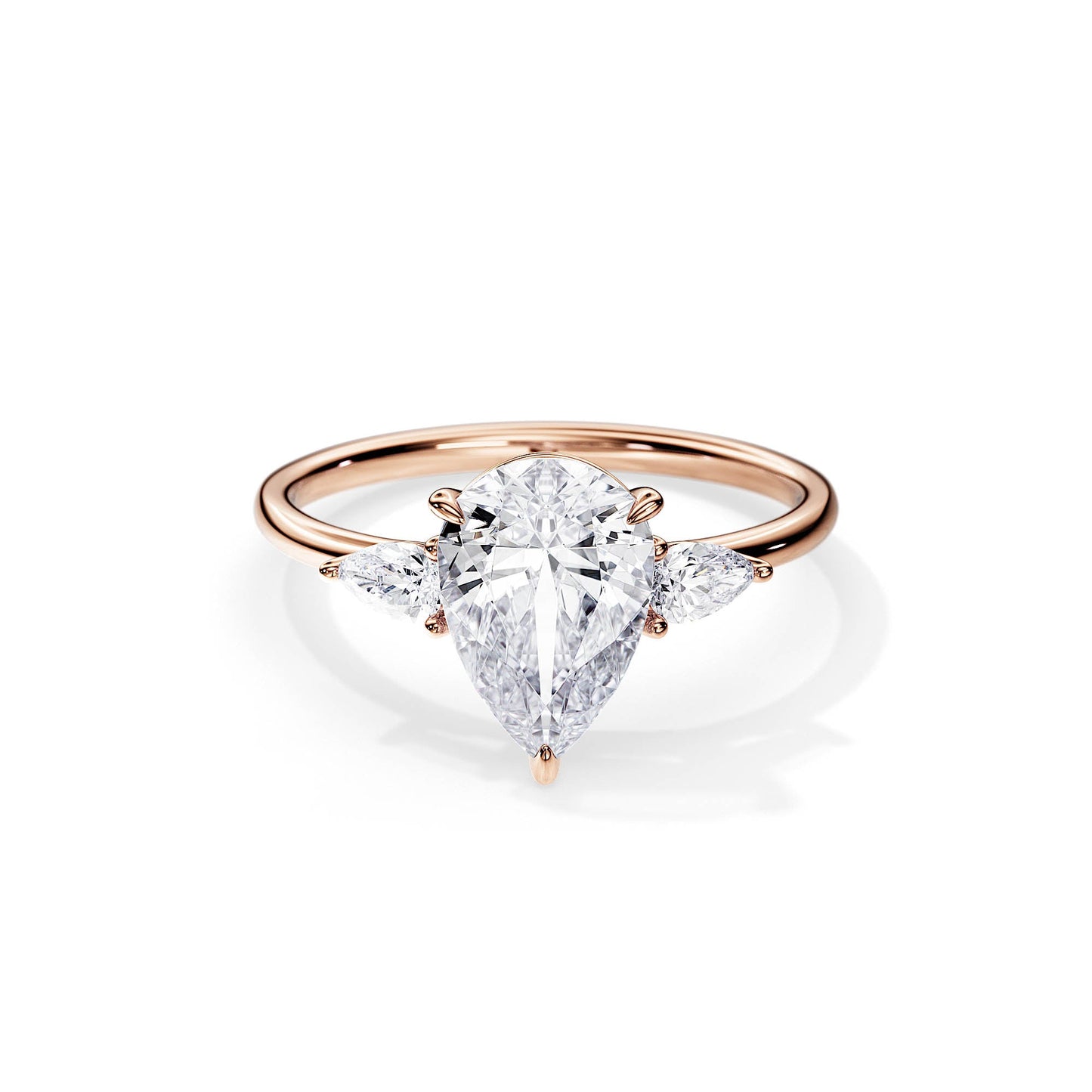 3.0 CT Three Stone Pear Cut Moissanite Engagement Ring