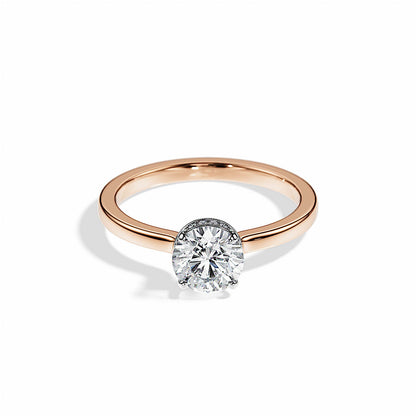 1.0 CT Round Cut Moissanite Hidden Halo Engagement Ring