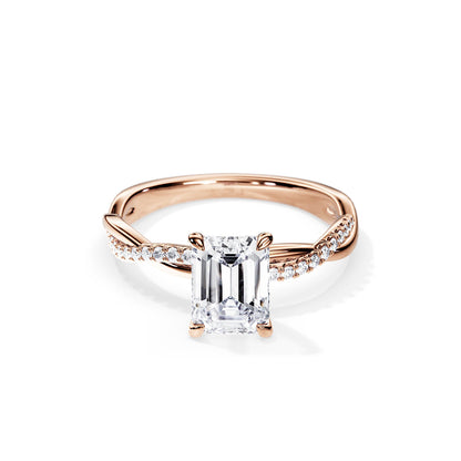 2.50 CT Emerald Cut Moissanite Twisted Engagement Ring