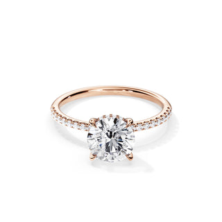 2.0 CT Round Moissanite Hidden Halo & Pave Engagement Ring