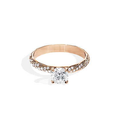 1.0 CT Round Cut Moissanite Twisted Pave Setting Engagement Ring