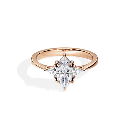 1.0 CT Marquise Cut Moissanite Three Stone Style Engagement Ring