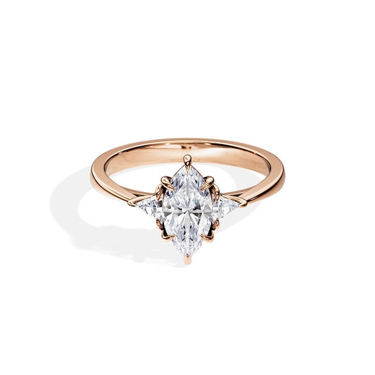 1.0 CT Marquise Cut Moissanite Three Stone Style Engagement Ring