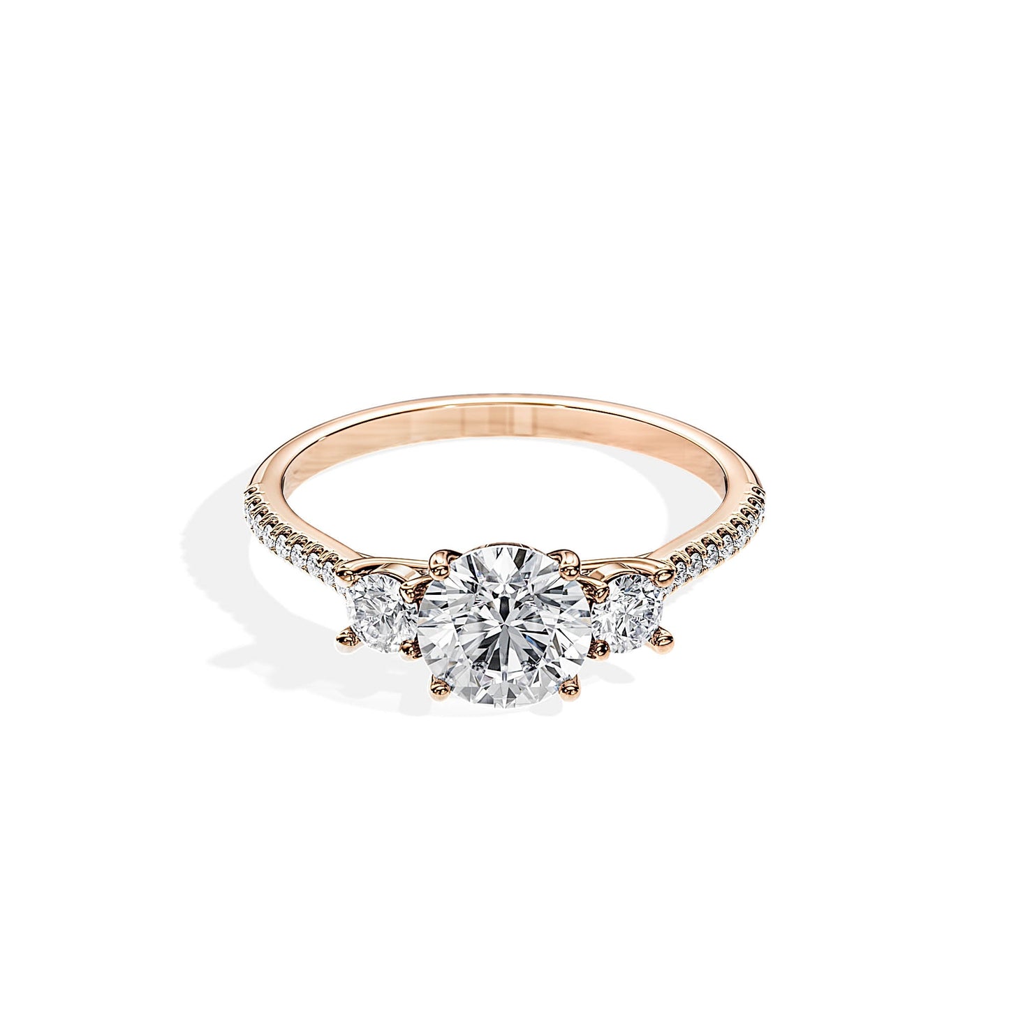 1.0 CT Round Cut Moissanite Three Stone Setting Engagement Ring
