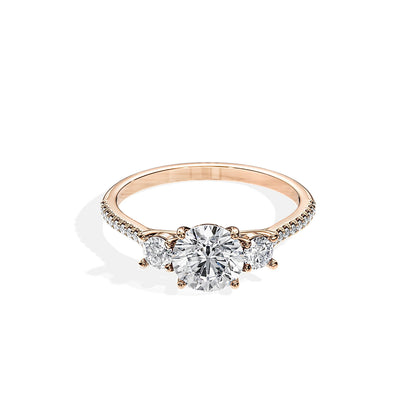 1.0 CT Round Cut Moissanite Three Stone Setting Engagement Ring