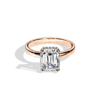 2.50 CT Emerald Cut Moissanite Hidden Halo Engagement Ring