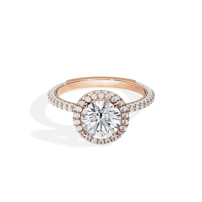 1.50 CT Round Cut Halo & Pave Moissanite Engagement Ring