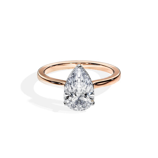 2.10 CT Pear Moissanite Hidden Halo Engagement Ring