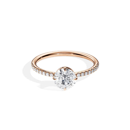 1.0 CT Round Cut Pave Setting Moissanite Engagement Ring
