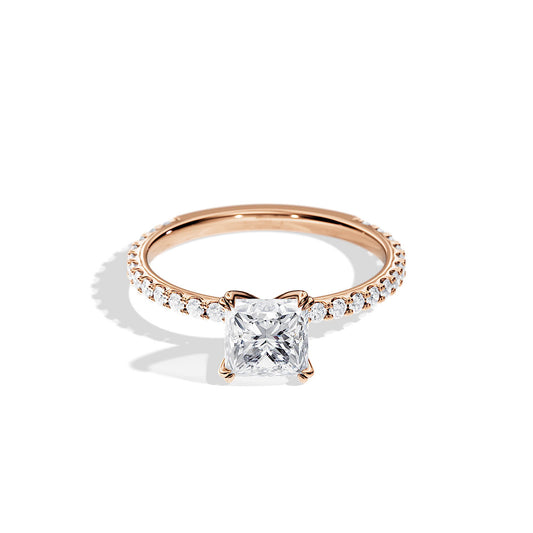1.20 CT Princess Cut Moissanite Pave Setting Engagement Ring