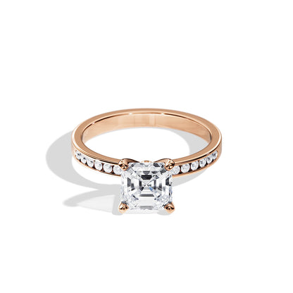 1.30 CT Asscher Cut Moissanite pave setting Engagement Ring