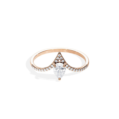 0.50 CT Pear Cut Moissanite Chevron Setting Engagement Ring