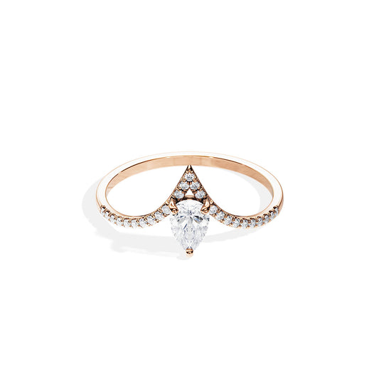 0.50 CT Pear Cut Moissanite Chevron Setting Engagement Ring