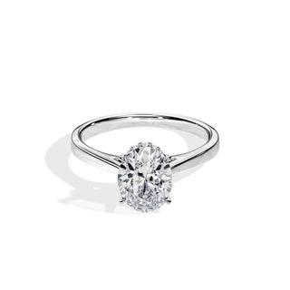 2.10 CT Oval Cut Hidden Halo Moissanite Engagement Ring