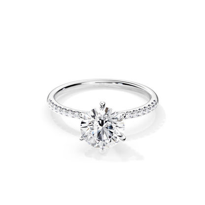 2.0 CT Round Cut Moissanite Pave Setting Engagement Ring