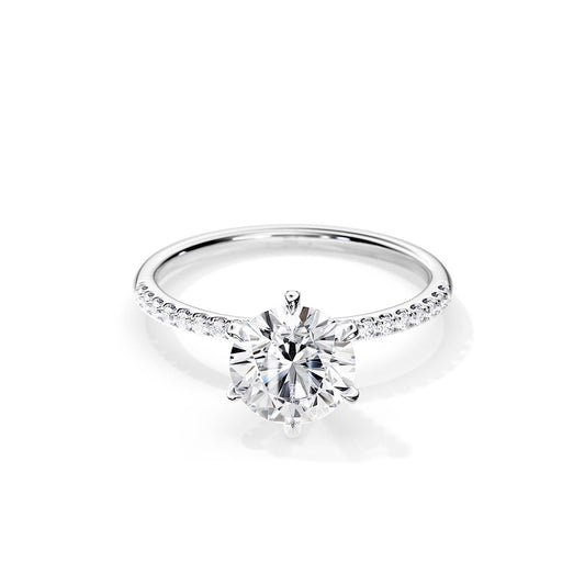 2.0 CT Round Cut Moissanite Pave Setting Engagement Ring