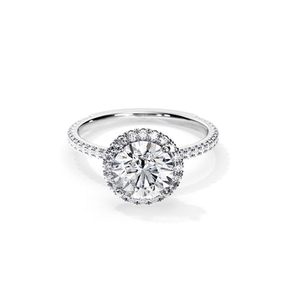 2.0 CT Round Cut Moissanite Halo Style & Pave Setting Engagement Ring